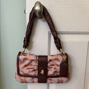 Coach metallic logo evening shoulder bag